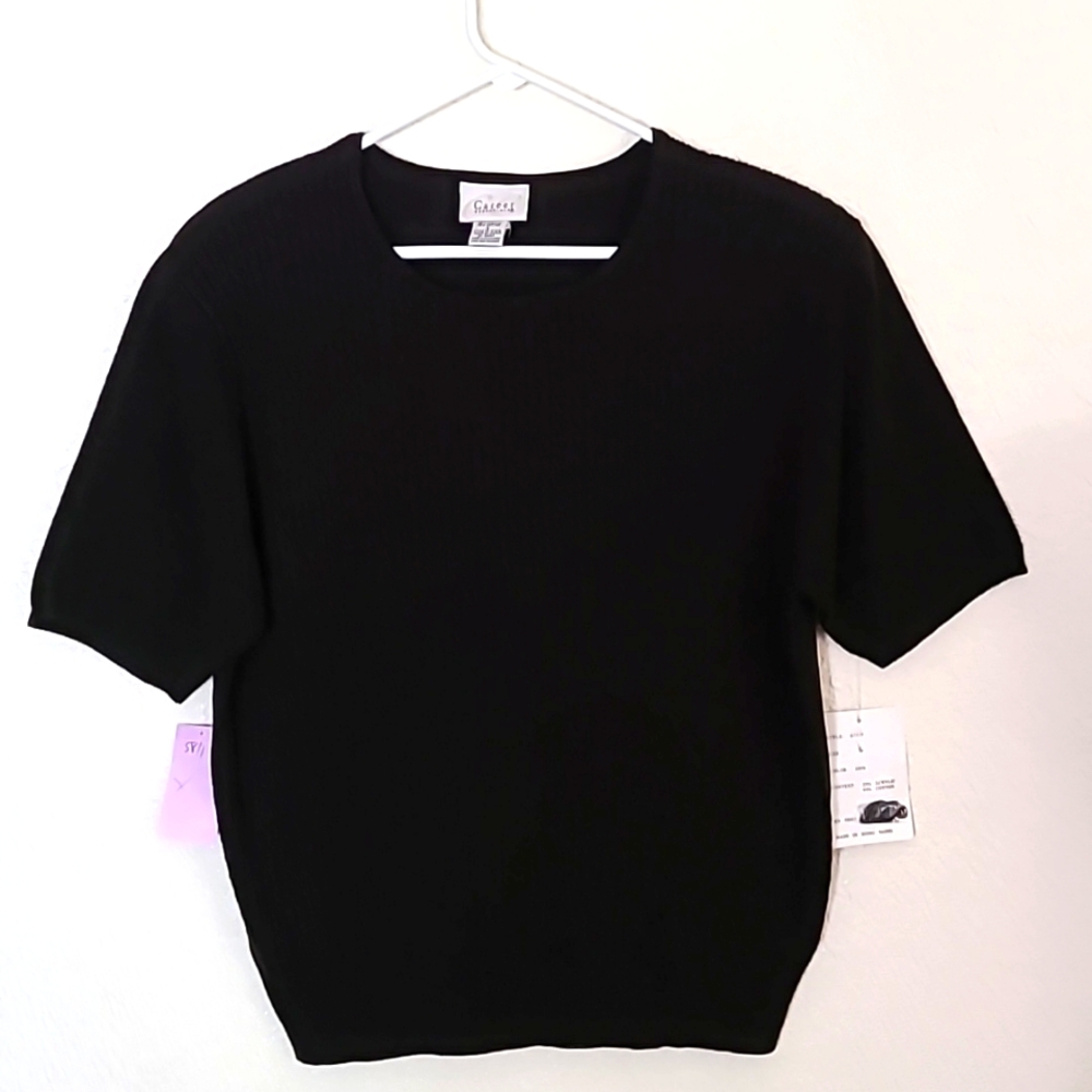 Black cotton blend lightweight sweater, size L